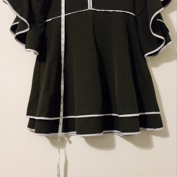 GB Girls Stretch Black/White Flared Sleeve Fit &Flare Dress Size 14 - Picture 3 of 11